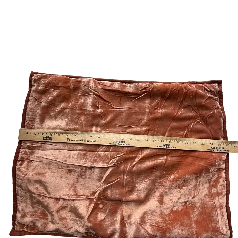Set of 2 Quilted Velvet Pillow Shams Terracotta Rust Boho Bedding 20x26 Standard